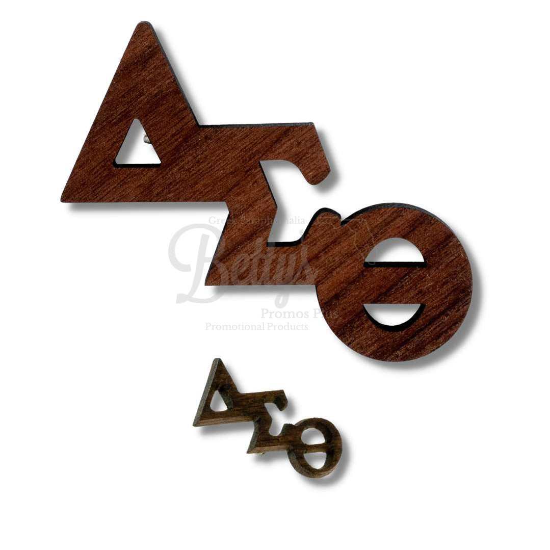 Delta Sigma Theta ΔΣΘ Slanted Greek Letters Wooden Lapel Pin-Betty's Promos Plus Greek Paraphernalia
