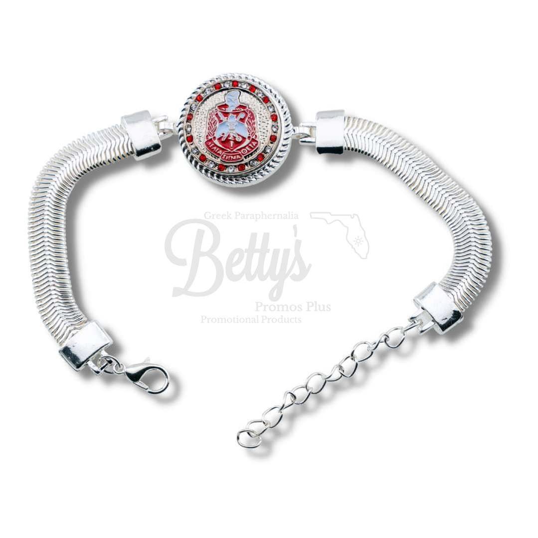 Delta Sigma Theta ΔΣΘ Snap Button Bracelet Jewelry with Interchangeable SnapsSilver-Single Bracelet-ΔΣΘ Shield-Betty's Promos Plus Greek Paraphernalia