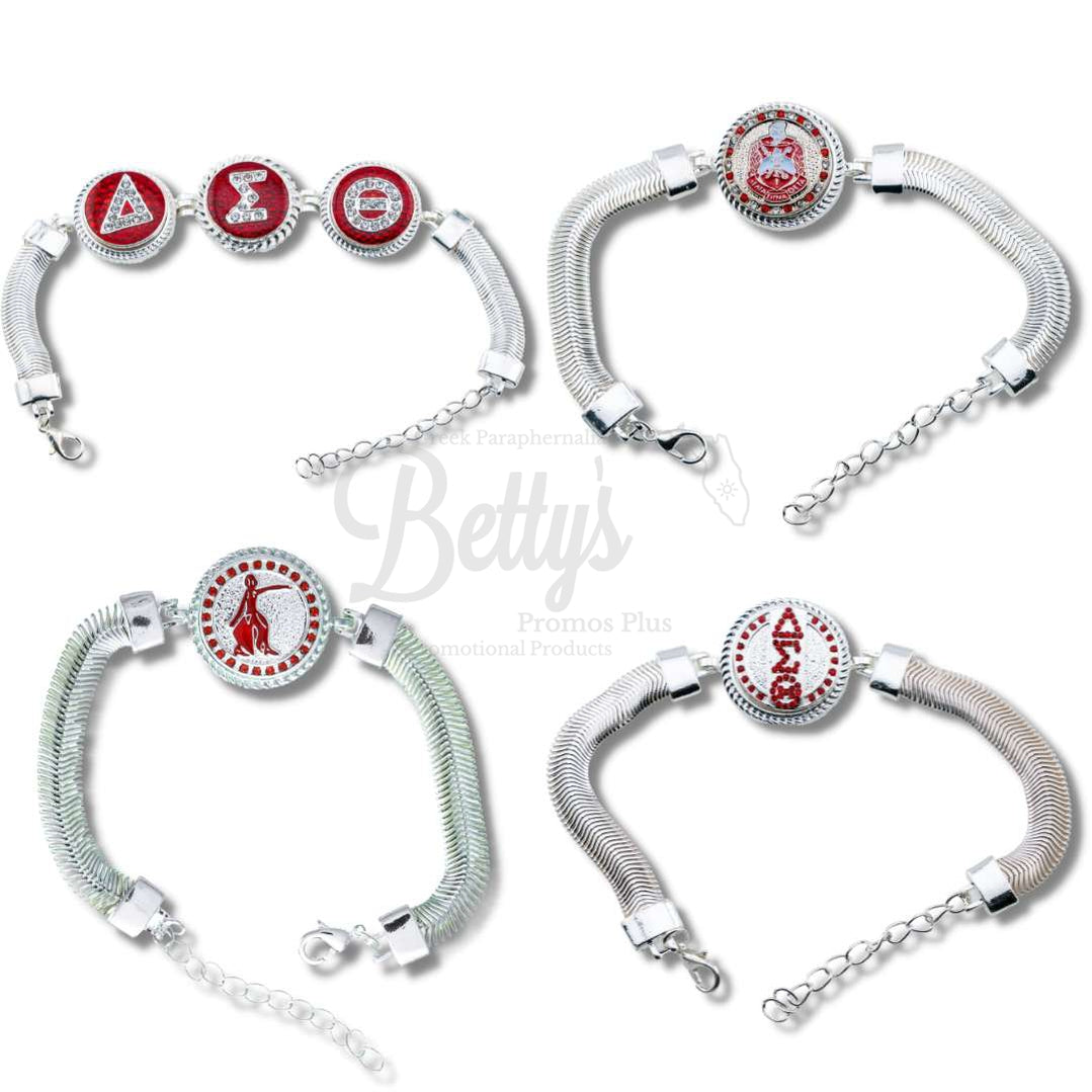 Delta Sigma Theta ΔΣΘ Snap Button Bracelet Jewelry with Interchangeable Snaps-Betty's Promos Plus Greek Paraphernalia