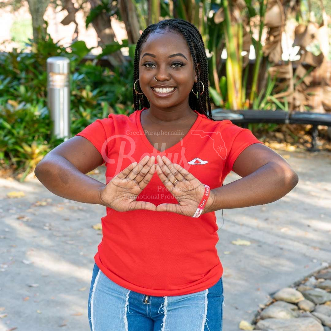 Delta Sigma Theta ΔΣΘ The Mid Hand Symbol Embroidered T-Shirt-Betty's Promos Plus Greek Paraphernalia