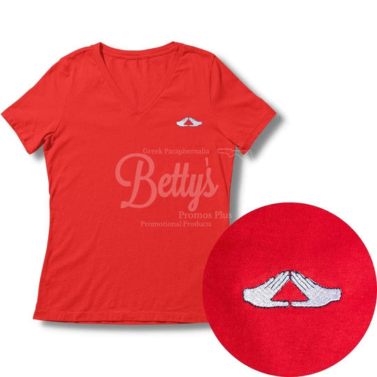 Delta Sigma Theta ΔΣΘ The Mid Hand Symbol Embroidered T-ShirtRed-X-Small-Betty's Promos Plus Greek Paraphernalia