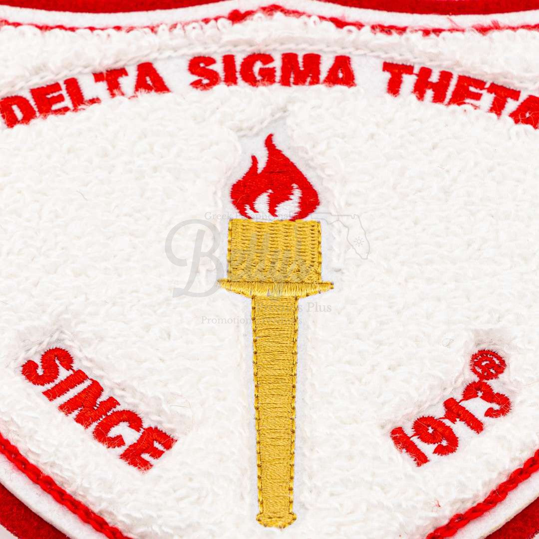 Delta Sigma Theta ΔΣΘ Torch Embroidered Iron-On Chenille PatchRed-Betty's Promos Plus Greek Paraphernalia