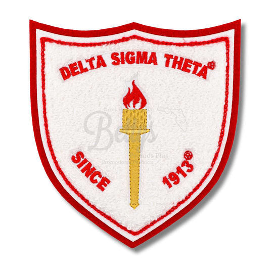 Delta Sigma Theta ΔΣΘ Torch Embroidered Iron-On Chenille PatchRed-Betty's Promos Plus Greek Paraphernalia