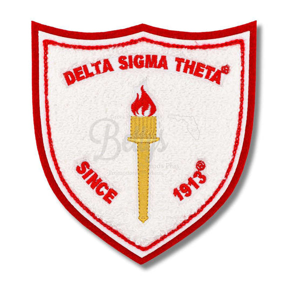 Delta Sigma Theta ΔΣΘ Torch Embroidered Iron-On Chenille PatchRed-Betty's Promos Plus Greek Paraphernalia