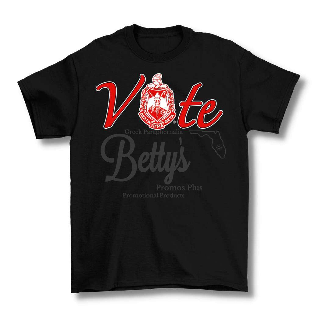 Delta Sigma Theta ΔΣΘ VOTE Screen Printed T-ShirtBlack-Short Sleeve-Small-Betty's Promos Plus Greek Paraphernalia