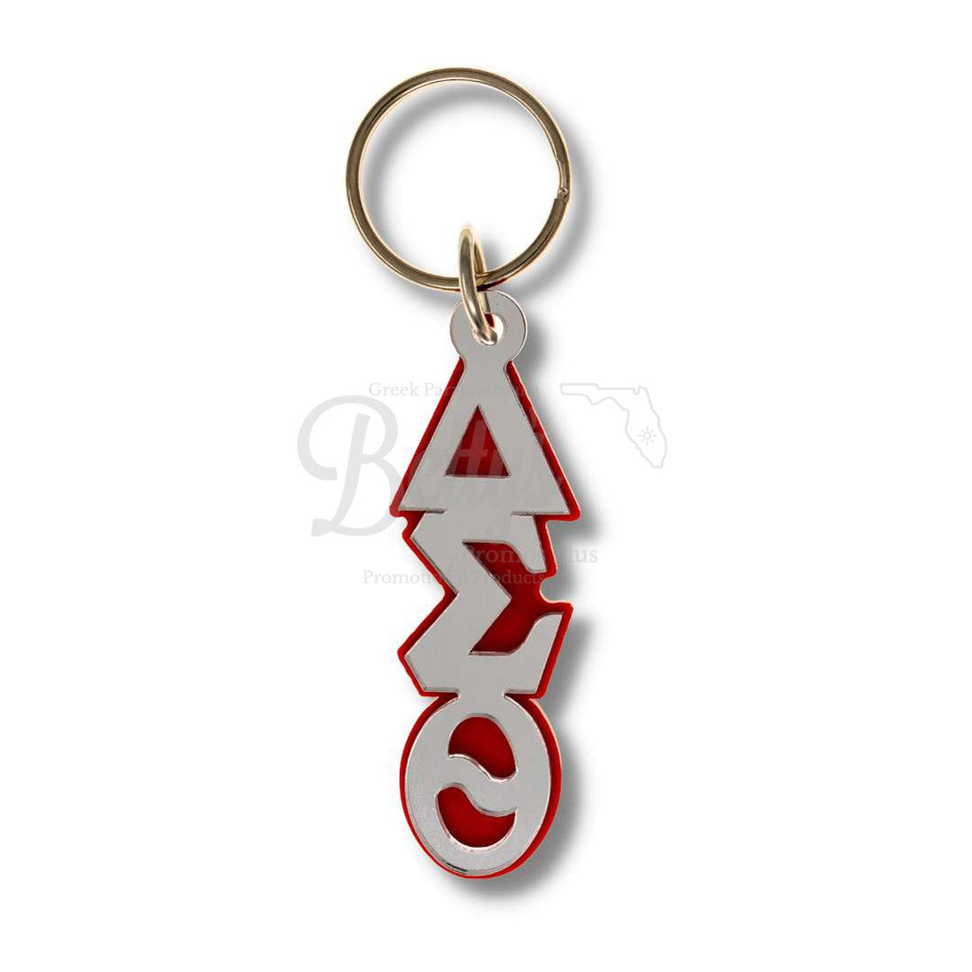 Delta Sigma Theta Vertical Acrylic ΔΣΘ Greek Letters KeychainLarge-Clear Mirror-Betty's Promos Plus Greek Paraphernalia