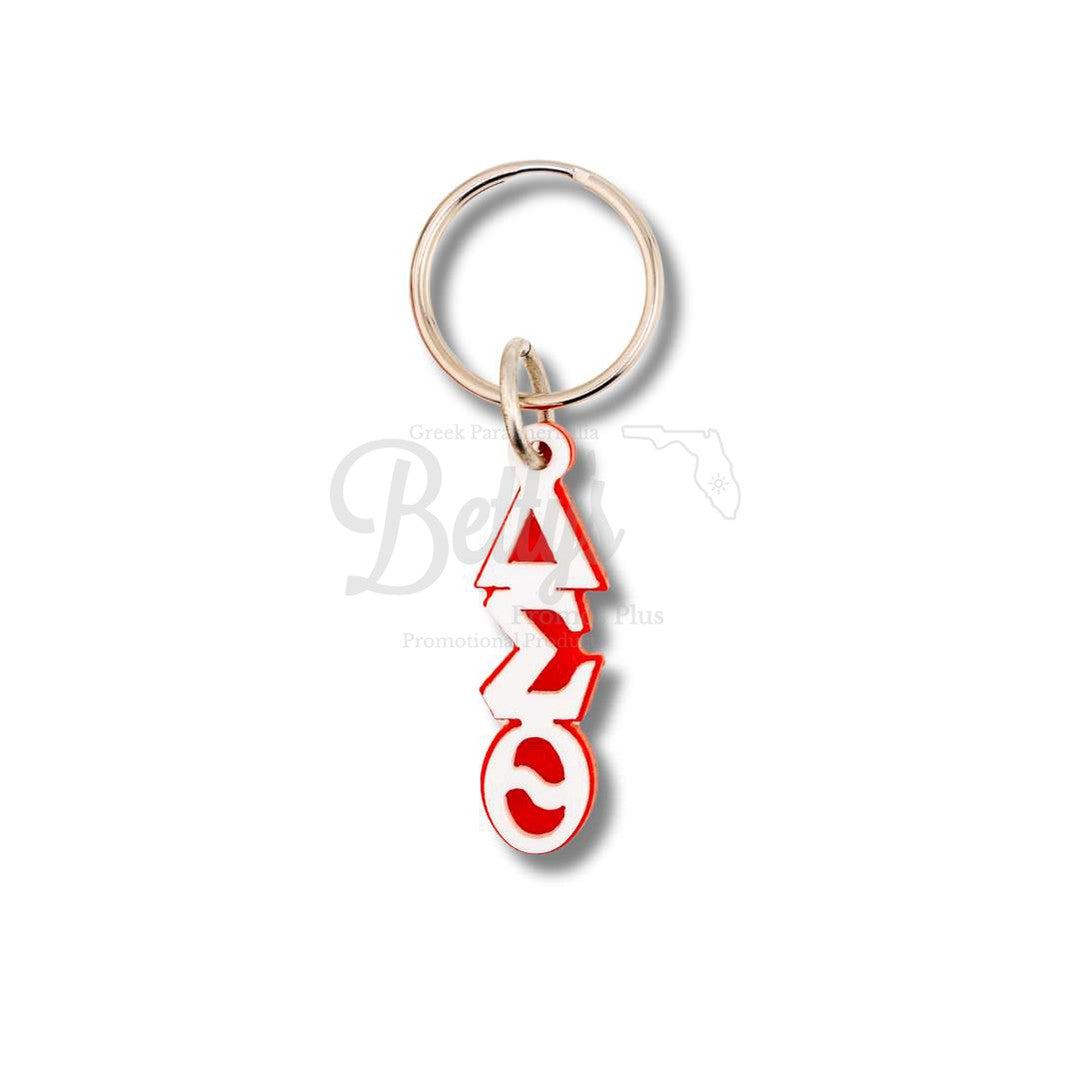 Delta Sigma Theta Vertical Acrylic ΔΣΘ Greek Letters KeychainSmall-White-Betty's Promos Plus Greek Paraphernalia