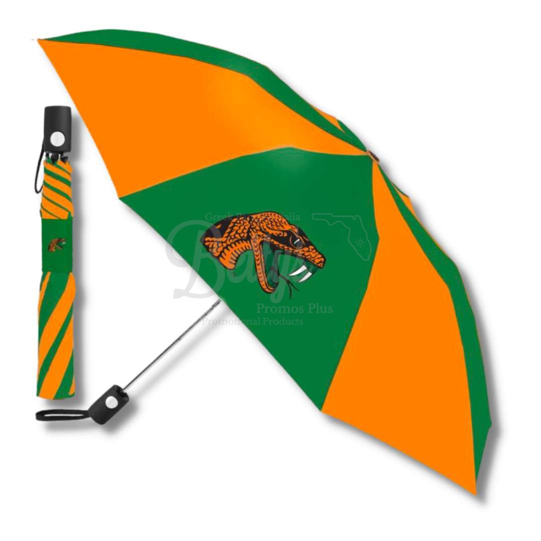 Florida A&M FAMU Rattlers Auto Folding UmbrellaOrange-Betty's Promos Plus Greek Paraphernalia