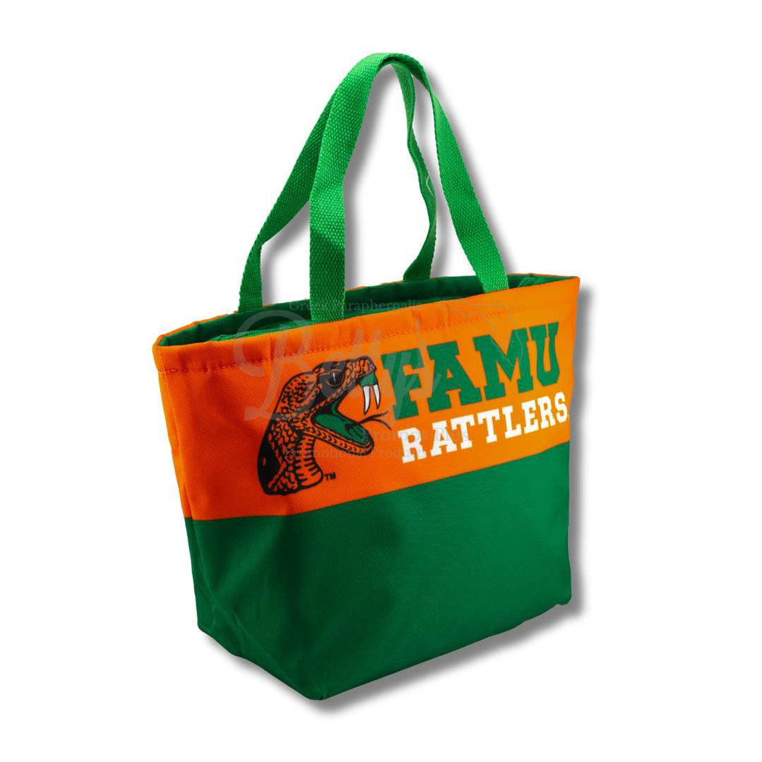 Florida A&M University FAMU 2-Tone Insulated Lunch Bag with HandleGreen-Betty's Promos Plus Greek Paraphernalia