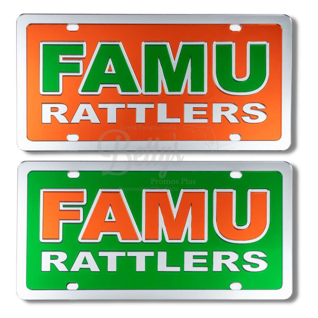 Florida A&M University FAMU Rattlers Laser Engraved Auto Tag-Betty's Promos Plus Greek Paraphernalia