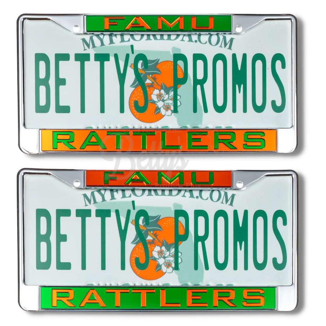 Florida A&M University FAMU Rattlers Laser Engraved Auto Tag Frame-Betty's Promos Plus Greek Paraphernalia