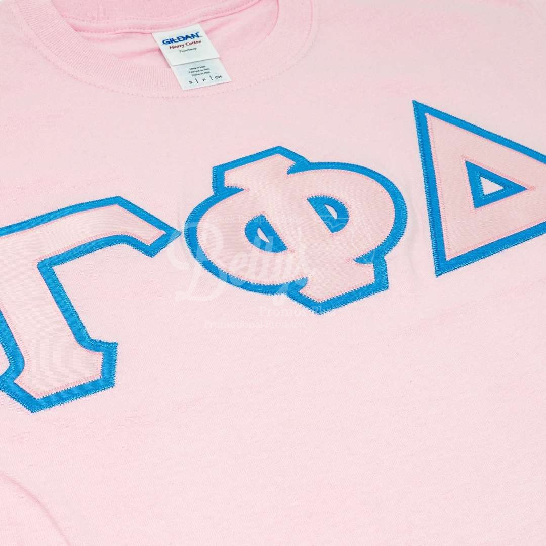 Gamma Phi Delta ΓΦΔ Double Stitched Appliqué Embroidered Greek Letter Line T-Shirt-Betty's Promos Plus Greek Paraphernalia