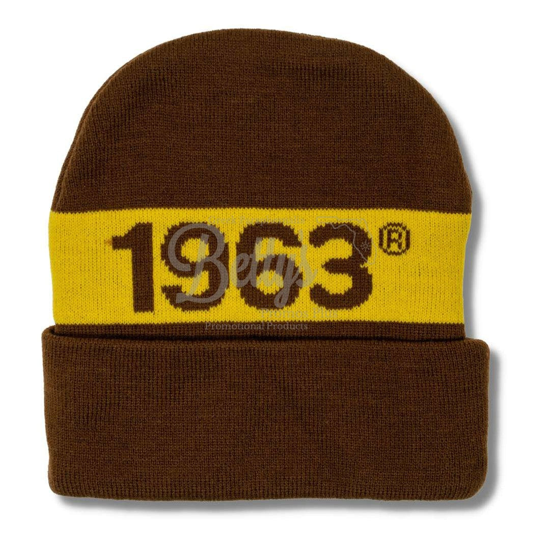 Iota Phi Theta ΙΦΘ 1963 Embroidered Shield Knit Crest BeanieBrown-Betty's Promos Plus Greek Paraphernalia