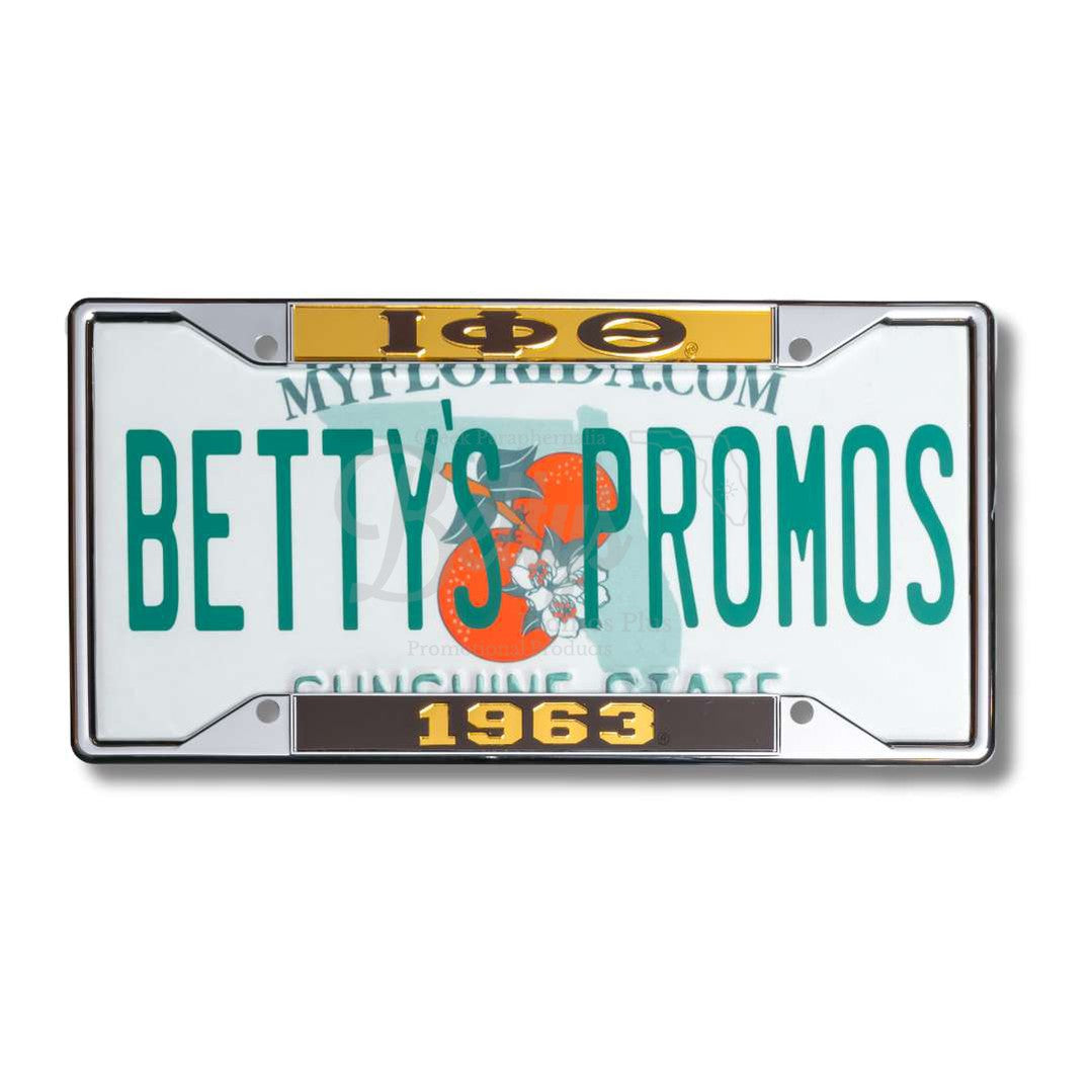 Iota Phi Theta ΙΦΘ 1963 Metal Acrylic Mirror Laser Engraved Auto Tag FrameBrown Bottom-Betty's Promos Plus Greek Paraphernalia