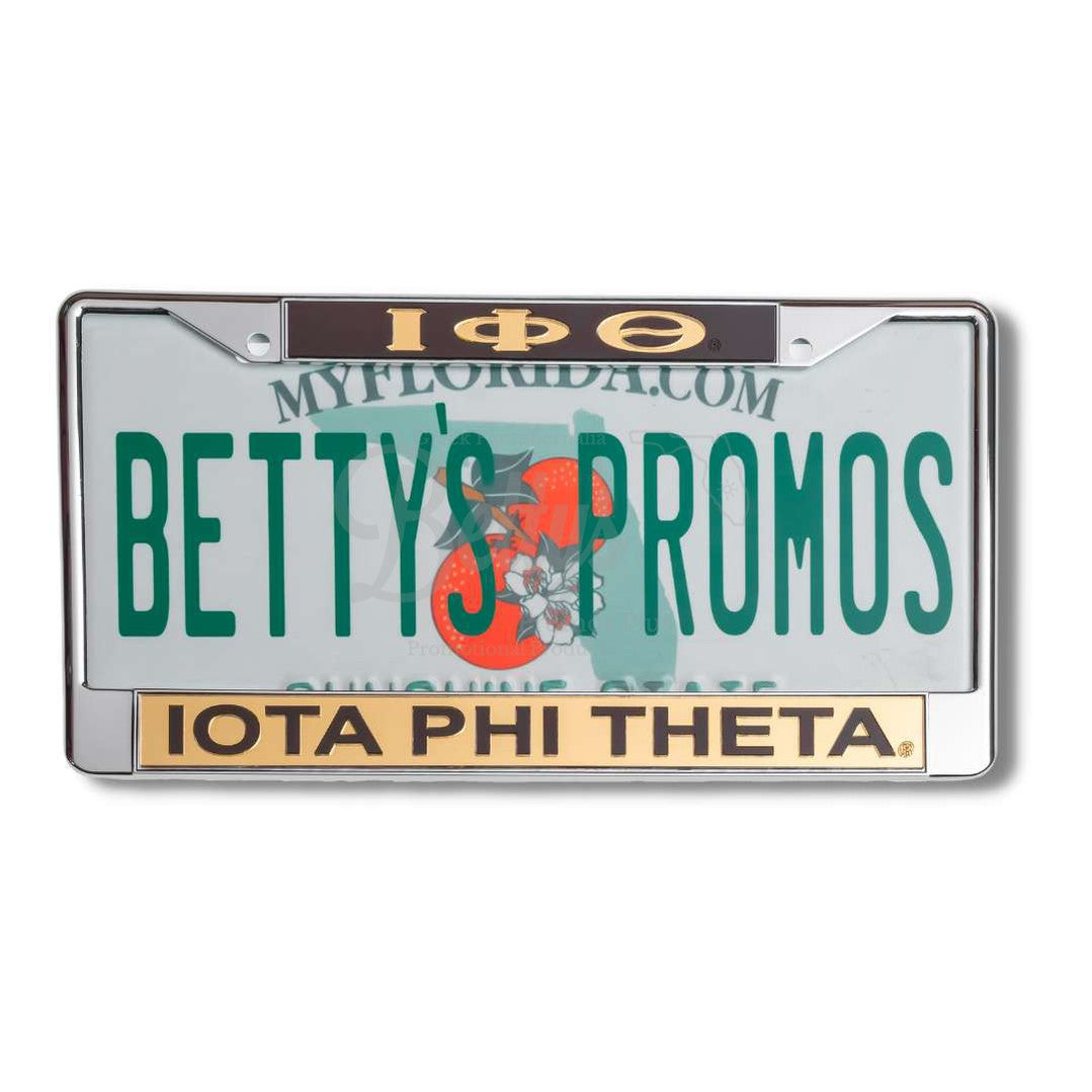 Iota Phi Theta ΙΦΘ Acrylic Laser Engraved Auto Tag Car License Plate FrameBrown Top-Gold Bottom-Betty's Promos Plus Greek Paraphernalia