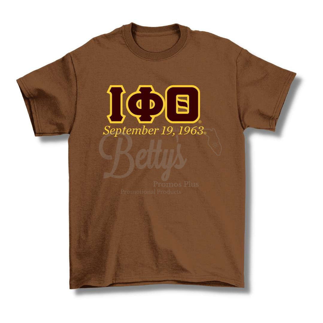 Iota Phi Theta ΙΦΘ Founding Date Screen Printed T-ShirtBrown-Small-Betty's Promos Plus Greek Paraphernalia