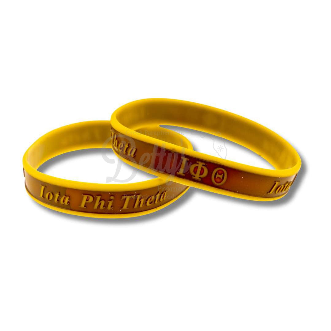 Iota Phi Theta ΙΦΘ Rubber Silicone Wristband BraceletBrown with Gold Piping-Betty's Promos Plus Greek Paraphernalia