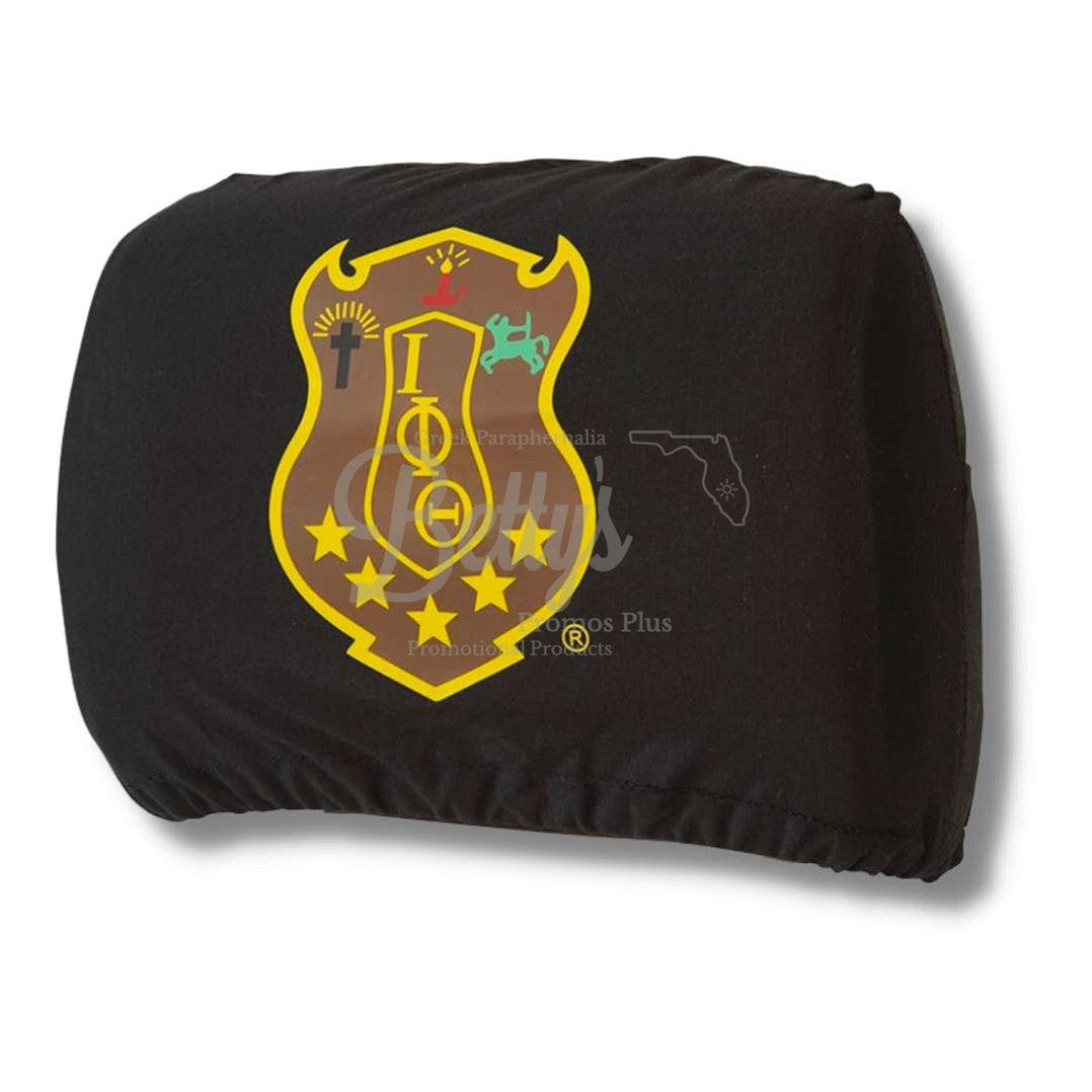 Iota Phi Theta ΙΦΘ Shield with Greek Letters Car Seat Headrest CoverBlack-Betty's Promos Plus Greek Paraphernalia