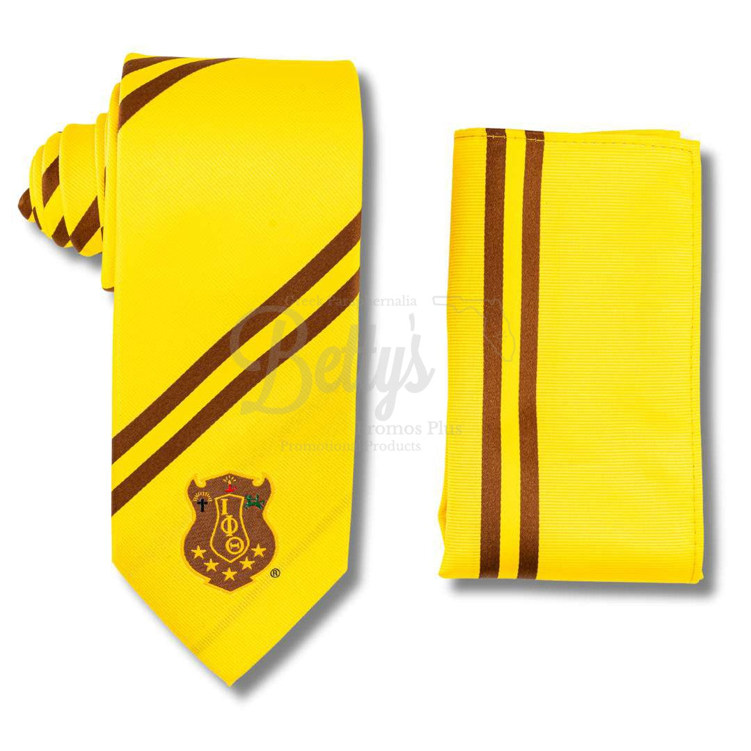 Iota Phi Theta ΙΦΘ Tie and Pocket Square ComboGold-Betty's Promos Plus Greek Paraphernalia