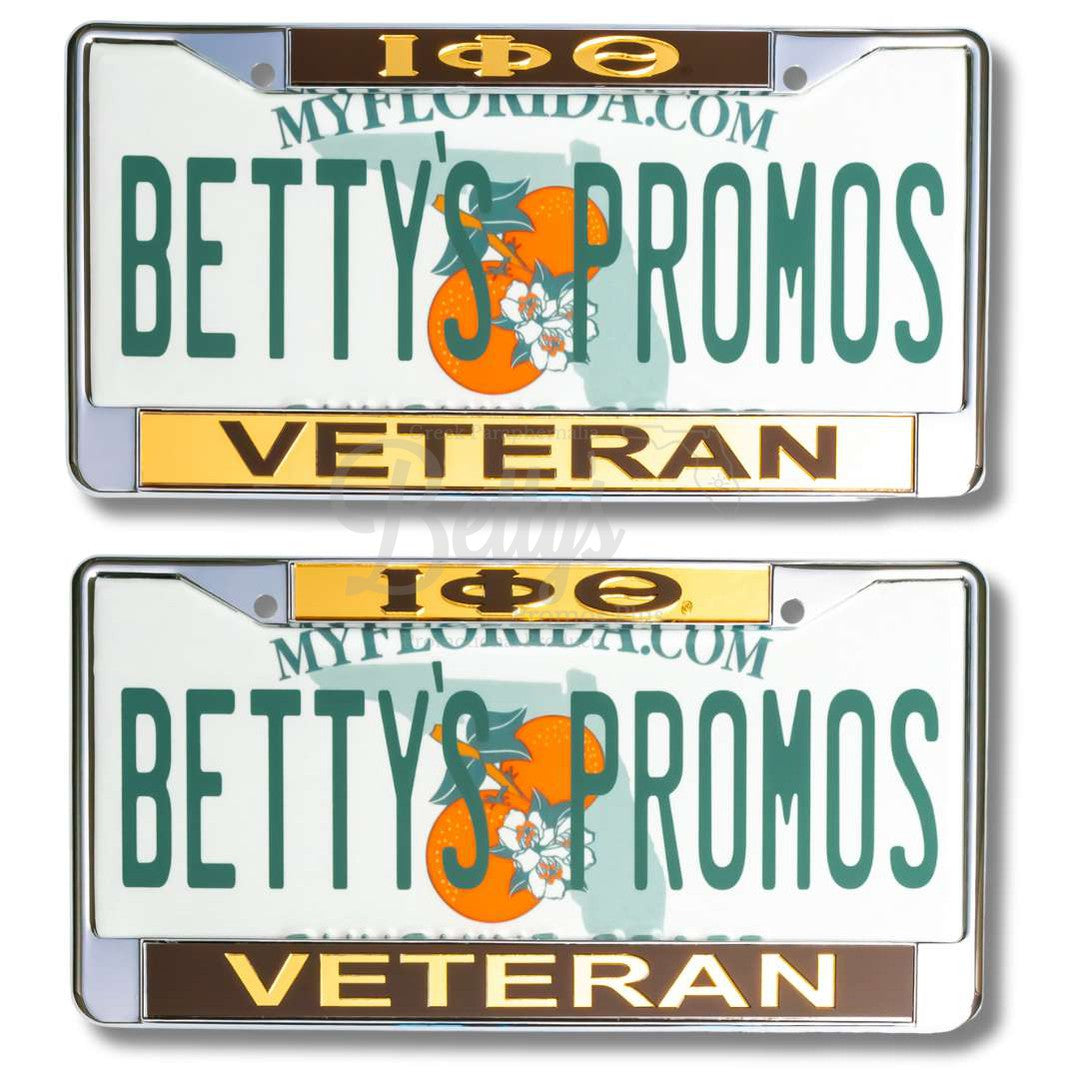 Iota Phi Theta ΙΦΘ Veteran Metal Acrylic Mirror Laser Engraved Auto Tag Frame-Betty's Promos Plus Greek Paraphernalia