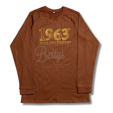 Iota Phi Theta ΙΦθ 1963 Embroidered Long Sleeve T-ShirtBrown-Small-Betty's Promos Plus Greek Paraphernalia