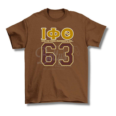 Iota Phi Theta ΙΦΘ 63 Screen Printed T-ShirtBrown-Small-Betty's Promos Plus Greek Paraphernalia