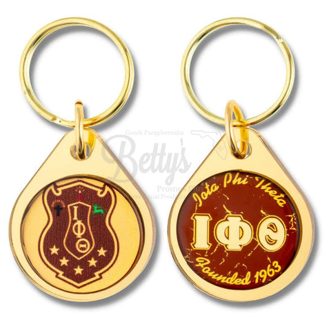 Iota Phi Theta ΙΦΘ Circular Acrylic Keychain with Shield or Greek Letters-Betty's Promos Plus Greek Paraphernalia