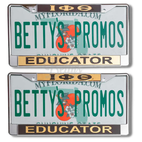 Iota Phi Theta ΙΦθ Educator Acrylic Laser Engraved Auto Tag Car License Plate Frame-Betty's Promos Plus Greek Paraphernalia
