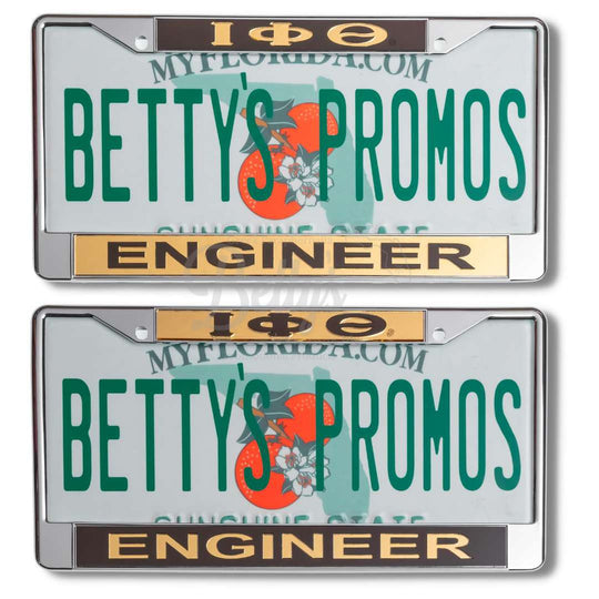 Iota Phi Theta ΙΦΘ Engineer Acrylic Laser Engraved Auto Tag Car License Plate Frame-Betty's Promos Plus Greek Paraphernalia