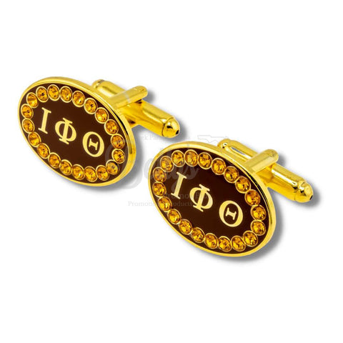 Iota Phi Theta ΙΦΘ Oval Stone CufflinksGold-Betty's Promos Plus Greek Paraphernalia