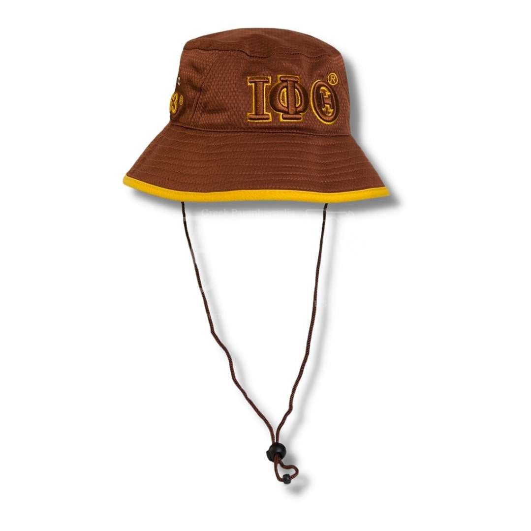 Iota Phi Theta Mesh Flex Fit ΙΦθ Greek Letters Embroidered Bucket Hat with DrawstringBrown-Betty's Promos Plus Greek Paraphernalia