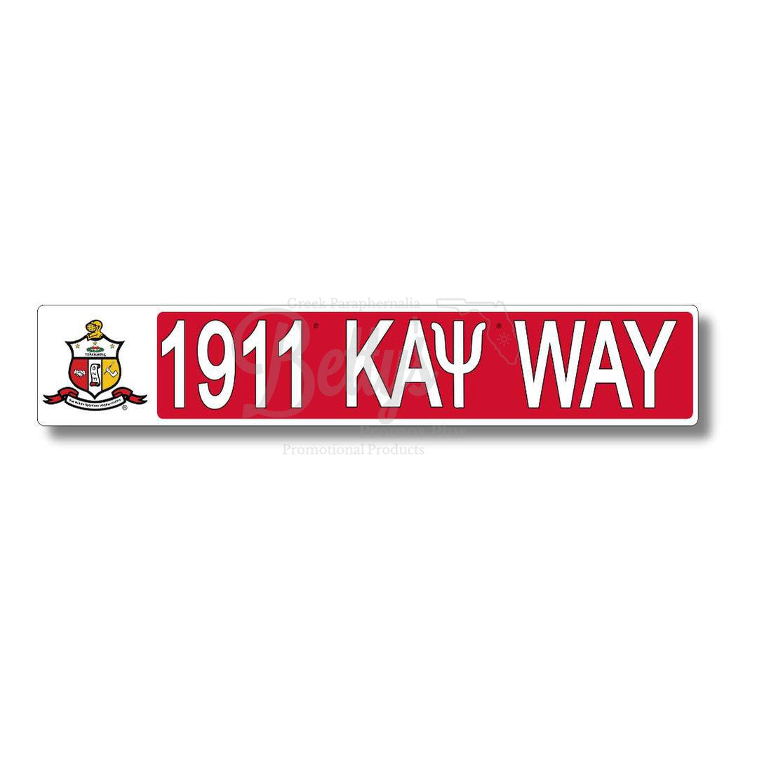 Kappa Alpha Psi 1911 ΚΑΨ Way Street SignRed with White Trim-Betty's Promos Plus Greek Paraphernalia