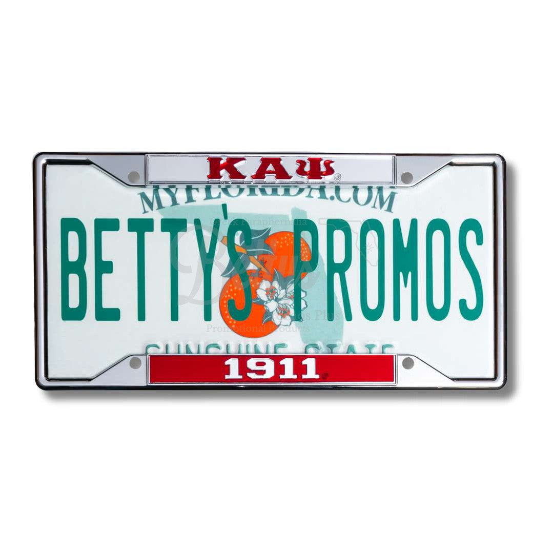 Kappa Alpha Psi ΚΑΨ 1911 Chrome Laser Engraved Mirrored Acrylic Auto Tag License Plate FrameRed Bottom-Betty's Promos Plus Greek Paraphernalia