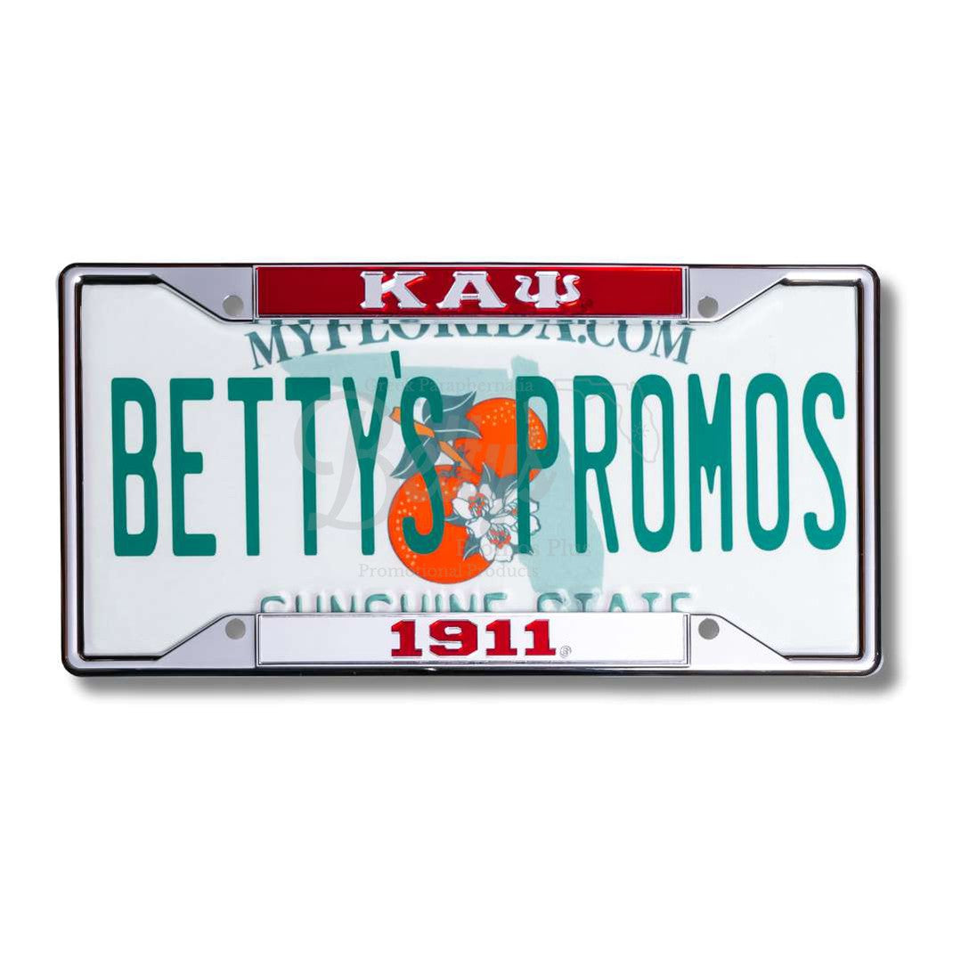 Kappa Alpha Psi ΚΑΨ 1911 Chrome Laser Engraved Mirrored Acrylic Auto Tag License Plate FrameSilver Bottom-Betty's Promos Plus Greek Paraphernalia