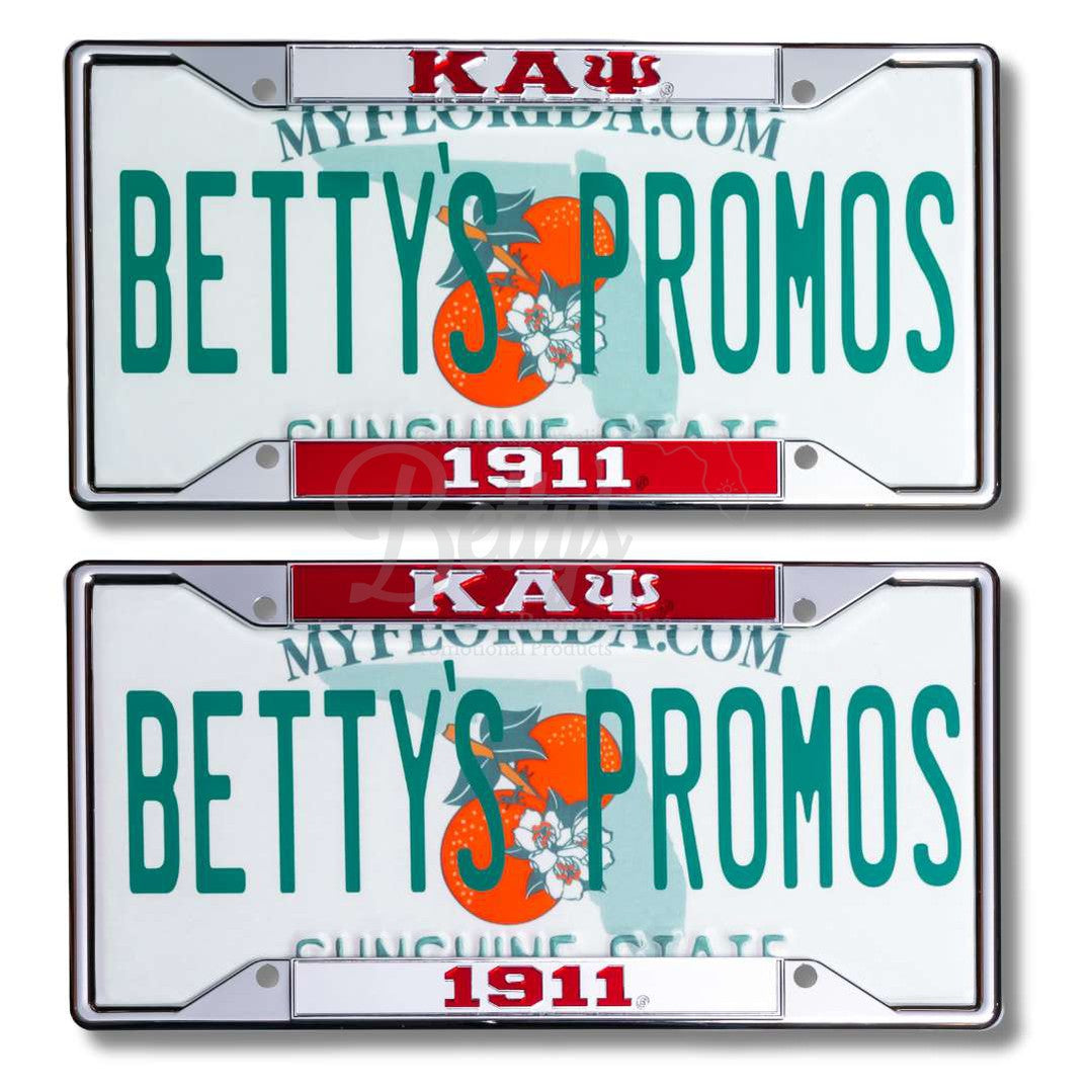 Kappa Alpha Psi ΚΑΨ 1911 Chrome Laser Engraved Mirrored Acrylic Auto Tag License Plate Frame-Betty's Promos Plus Greek Paraphernalia