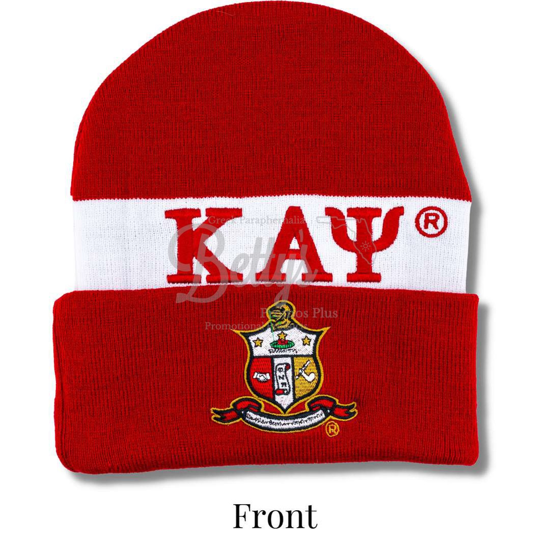 Kappa Alpha Psi ΚΑΨ 1911 Embroidered Shield Knit Crest BeanieRed-Betty's Promos Plus Greek Paraphernalia