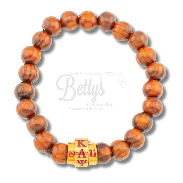 Kappa Alpha Psi ΚΑΨ 1911 Natural Wood Beaded BraceletBrown-Betty's Promos Plus Greek Paraphernalia