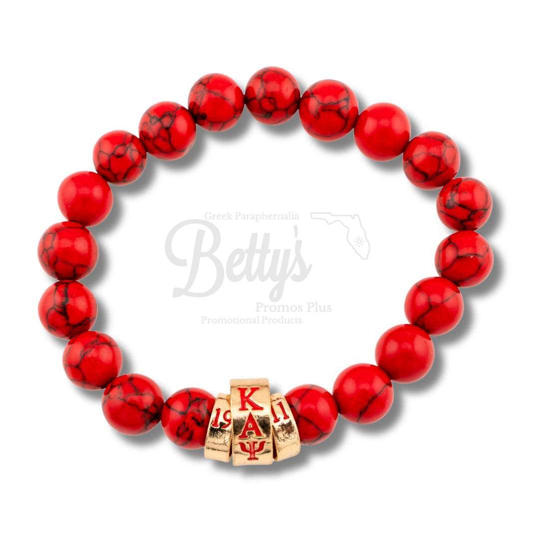 Kappa Alpha Psi ΚΑΨ 1911 Red Marbled Beaded BraceletRed-Betty's Promos Plus Greek Paraphernalia