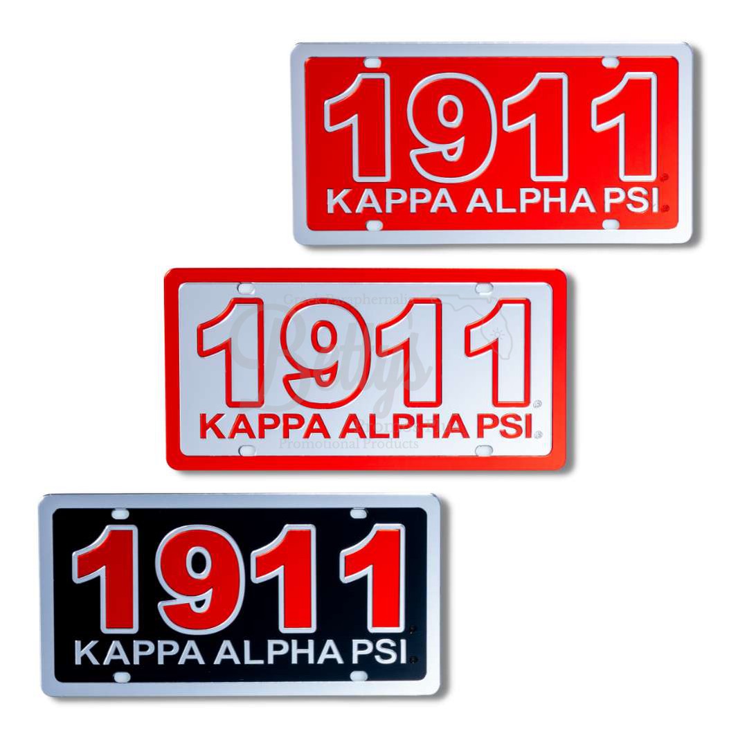 Kappa Alpha Psi ΚΑΨ 1911 with Kappa Alpha Psi Acrylic Mirrored Laser Engraved Auto Tag License Plate-Betty's Promos Plus Greek Paraphernalia