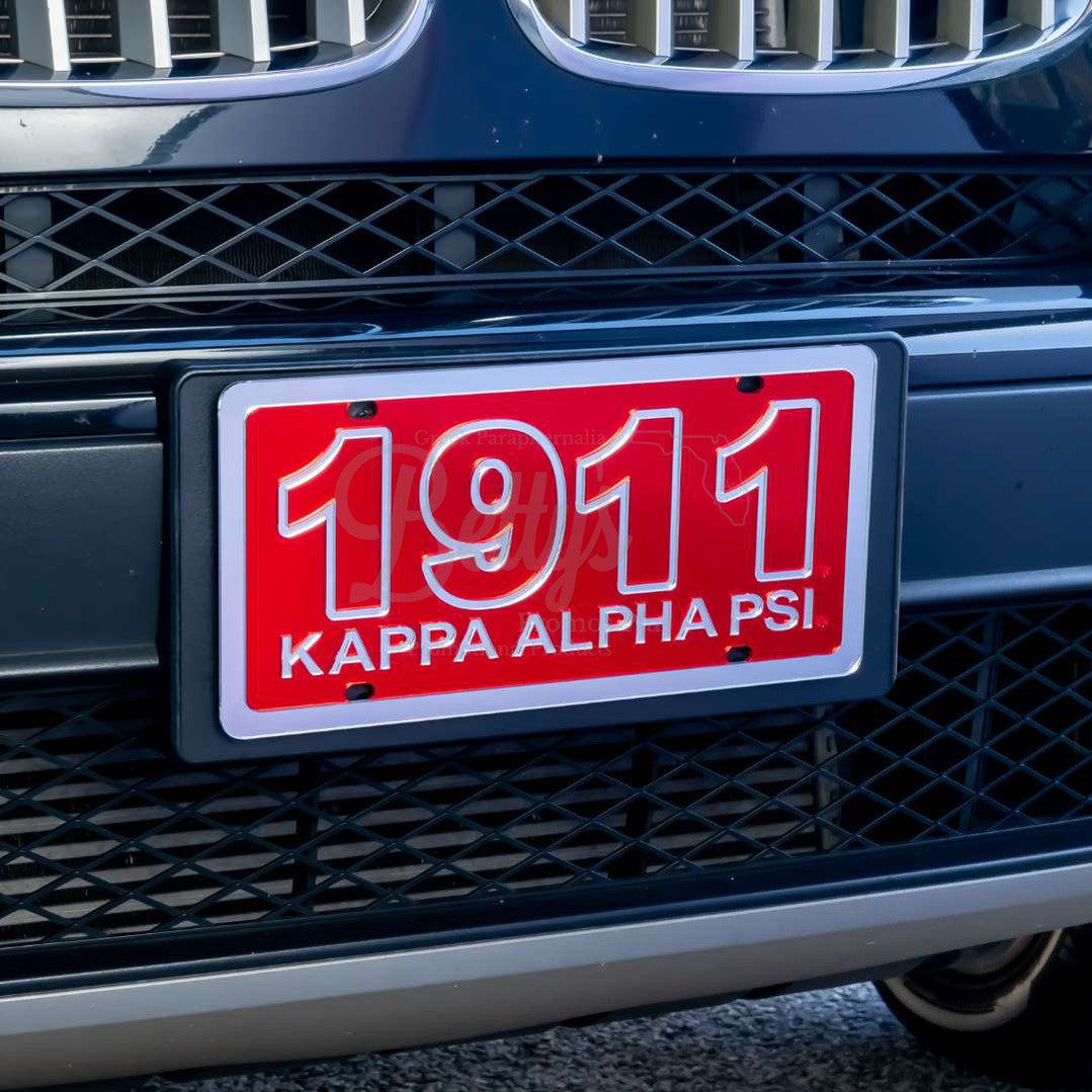 Kappa Alpha Psi ΚΑΨ 1911 with Kappa Alpha Psi Laser Engraved Mirrored Acrylic Auto Tag License Plate-Betty's Promos Plus Greek Paraphernalia