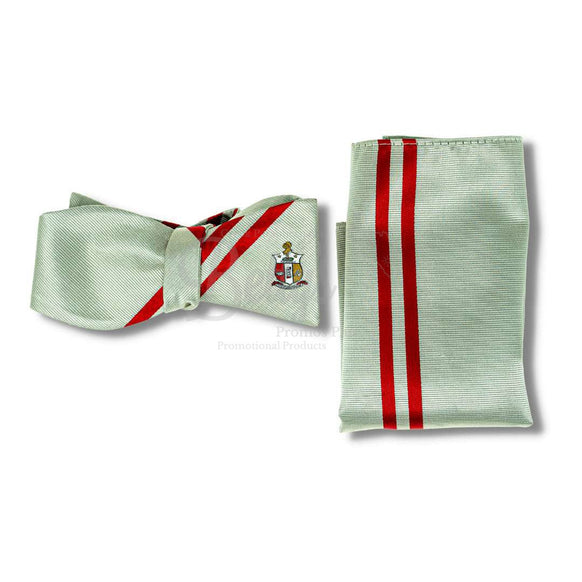 Kappa Alpha Psi ΚΑΨ Bow Tie and Pocket Square ComboSilver-Betty's Promos Plus Greek Paraphernalia