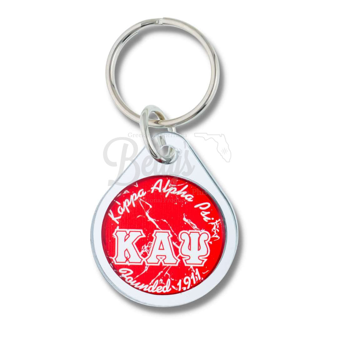 Kappa Alpha Psi ΚΑΨ Circular Acrylic Keychain with Shield or Greek LettersSilver-ΚΑΨ-Betty's Promos Plus Greek Paraphernalia