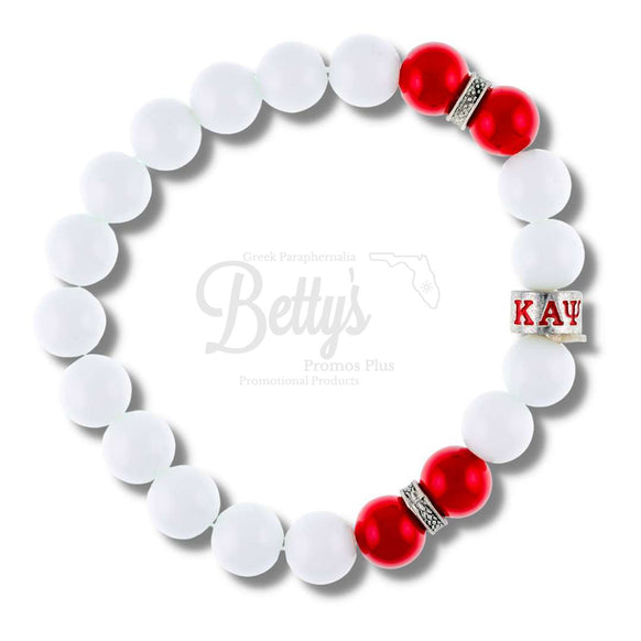 Kappa Alpha Psi ΚΑΨ Double Red Beaded BraceletWhite-Betty's Promos Plus Greek Paraphernalia