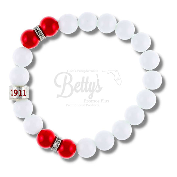 Kappa Alpha Psi ΚΑΨ Double Red Beaded BraceletWhite-Betty's Promos Plus Greek Paraphernalia