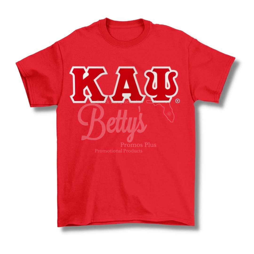 Kappa Alpha Psi ΚΑΨ Double Stitched Appliqué Embroidered Greek Letter Line T-ShirtRed-Small-Betty's Promos Plus Greek Paraphernalia