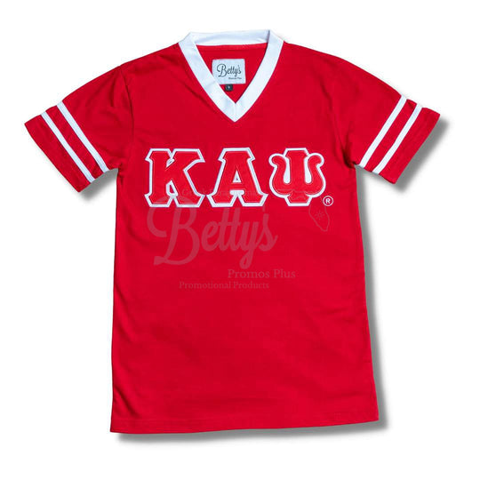 Kappa Alpha Psi ΚΑΨ Double Stitched Appliqué Embroidered Jersey T-ShirtRed-Small-Betty's Promos Plus Greek Paraphernalia