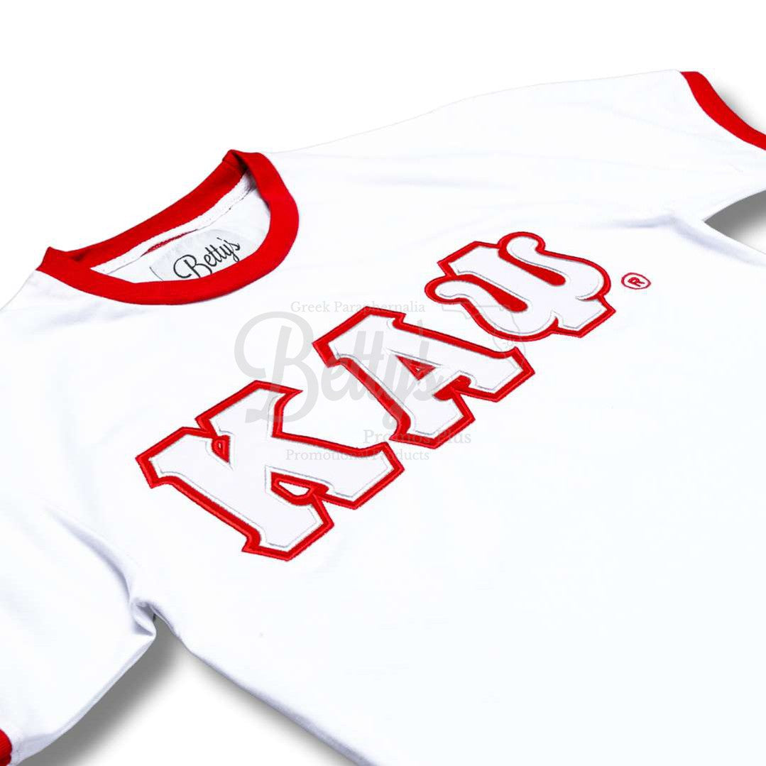 Kappa Alpha Psi ΚΑΨ Double Stitched Embroidered Ringer T-Shirt-Betty's Promos Plus Greek Paraphernalia