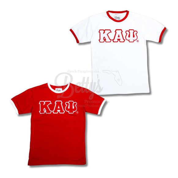 Kappa Alpha Psi ΚΑΨ Double Stitched Embroidered Ringer T-Shirt-Betty's Promos Plus Greek Paraphernalia