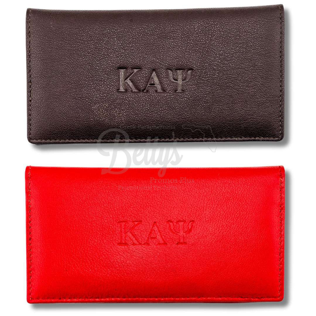 Kappa Alpha Psi ΚΑΨ Embossed Leather Checkbook Holder Wallet-Betty's Promos Plus Greek Paraphernalia