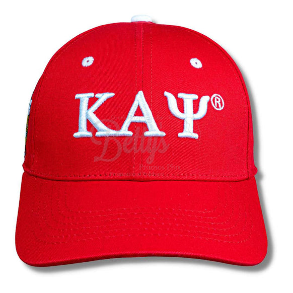 Kappa Alpha Psi ΚΑΨ Embroidered Shield Baseball CapRed-Betty's Promos Plus Greek Paraphernalia